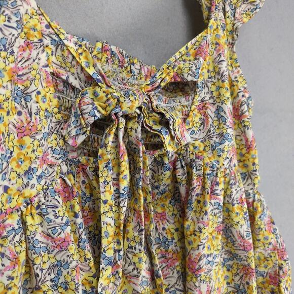 Umgee Liberty Floral Peplum Peasant Crop Tank Top Women's L Ruffle Strap Smocked - Picture 10 of 10